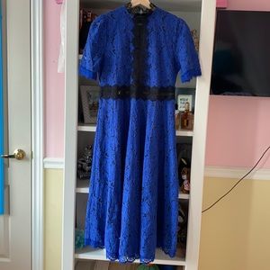 Elegant Blue and Black lace maxi dress